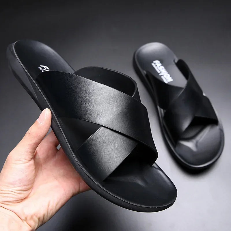 Casablanca - Cross-Strap Leather Sandals for Men