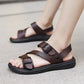 Sidon – Men's Black Roman-Style Leather Sandals | Non-Slip, Lightweight & Breathable