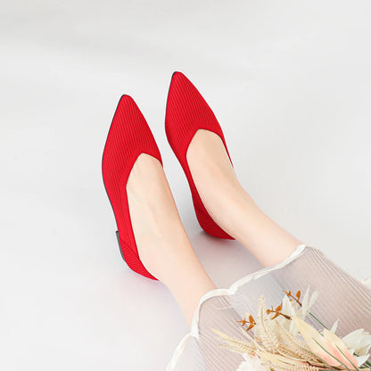 The Élanza Seoul Pointed Knit Flats (heel 1 cm)