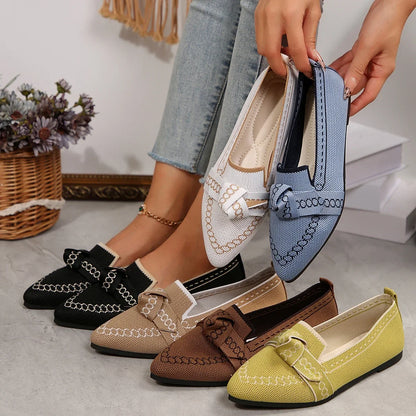 The Joyelle Vienna Pointed Knit Flats (heel 0 cm)