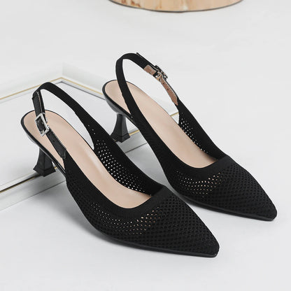 The Élancée Milan Pointed Knit Slingbacks (heel 6 cm)