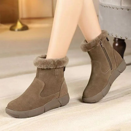 Julia Marie Women Cozy Warm PU Boots With Zipper Closure