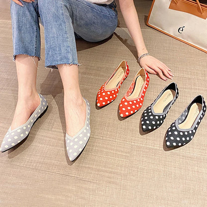 The Dotella Paris Polka Knit Flats (heel 1 cm) Special Collection ✨