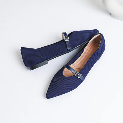 The Seoul Pointed Knit Mary Janes Flats