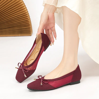 The Conforta Tokyo Square Knit Flats (heel 0 cm)