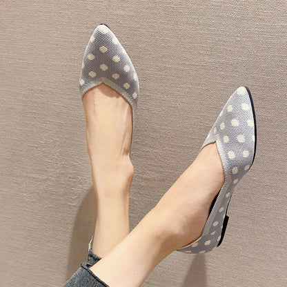 The Dotella Paris Polka Knit Flats (heel 1 cm) Special Collection ✨