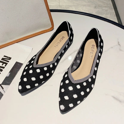 The Dotella Paris Polka Knit Flats (heel 1 cm) Special Collection ✨