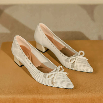 The Douceur Rome Knit Bow Heels (heel 3.5 cm)