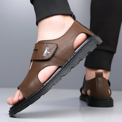 Fez - Leather Velcro Sandals for Men