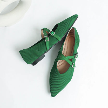 The Précieuse Vienna Pointed Knit Flats (heel 0 cm)