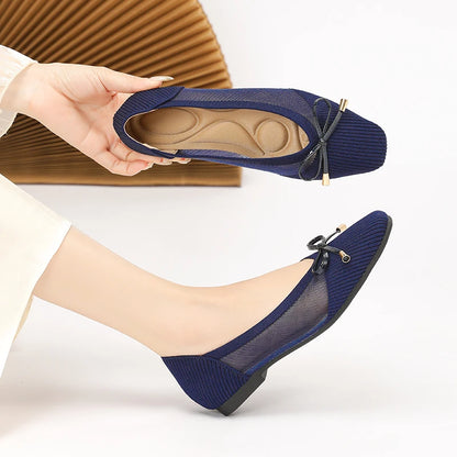 The Conforta Tokyo Square Knit Flats (heel 0 cm)