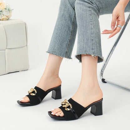 The Audacieuse Cannes Chain Mesh Mules (heel 6 cm)