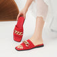 Women's flat slippers with fashionable iron chains comfortable anti slip rubber soles 2024 new model