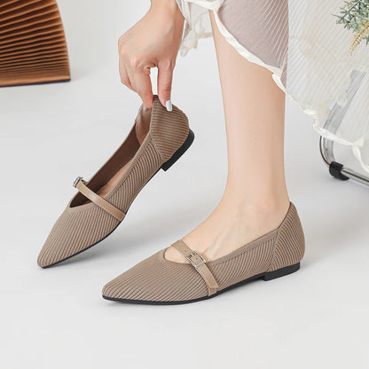 The Seoul Pointed Knit Mary Janes Flats