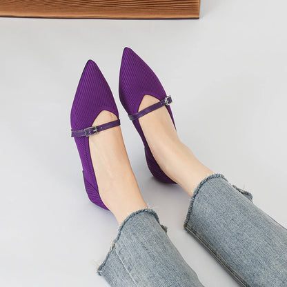The Seoul Pointed Knit Mary Janes Flats