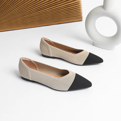 The Élanza Seoul Pointed Knit Flats (heel 1 cm)