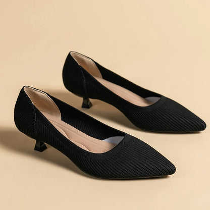 The Harmonie Vienna Pointed Knit Kitten Heels (heel 3 cm)