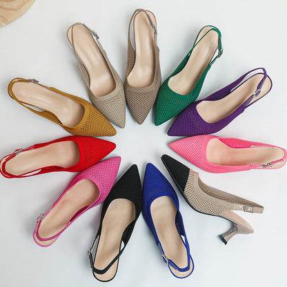 The Élancée Milan Pointed Knit Slingbacks (heel 6 cm)