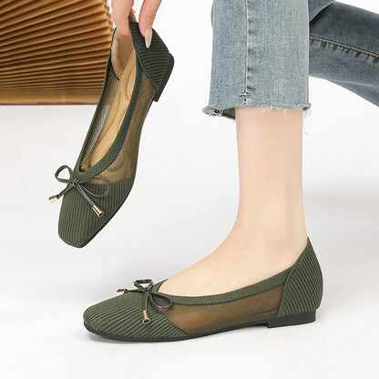 The Conforta Tokyo Square Knit Flats (heel 0 cm)