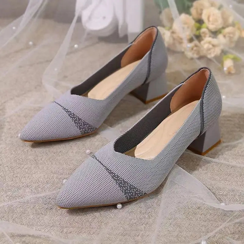 The Structure Linear Pointed Knit Pumps (heel 3.5 cm)