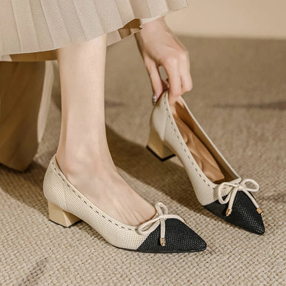 The Douceur Rome Knit Bow Heels (heel 3.5 cm)