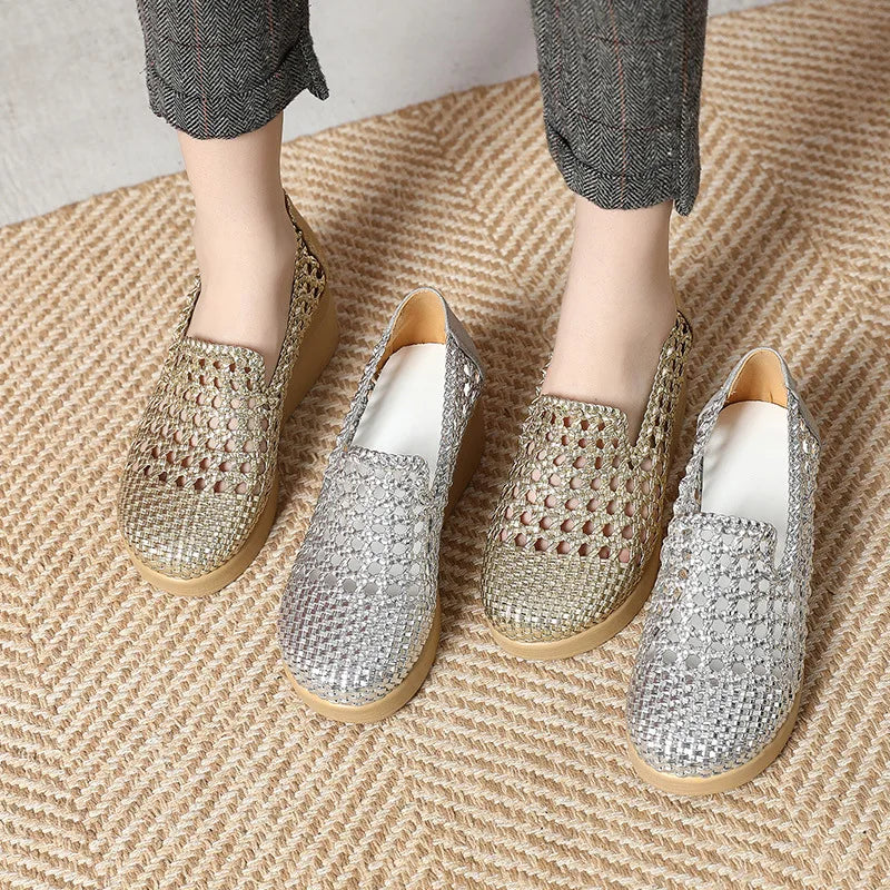 Cleopatra Platform Leather Summer Mocassim – Breathable, Soft Sole, Elegant Design