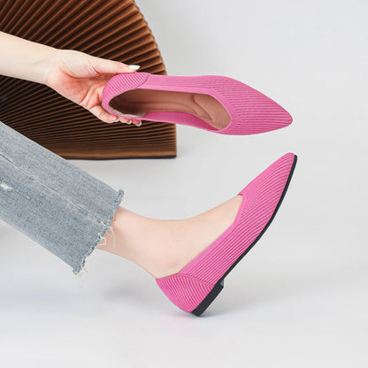 The Élanza Seoul Pointed Knit Flats (heel 1 cm)