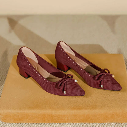 The Douceur Rome Knit Bow Heels (heel 3.5 cm)