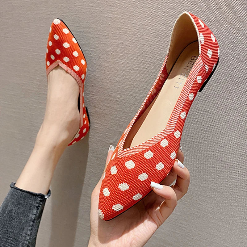 The Dotella Paris Polka Knit Flats (heel 1 cm) Special Collection ✨