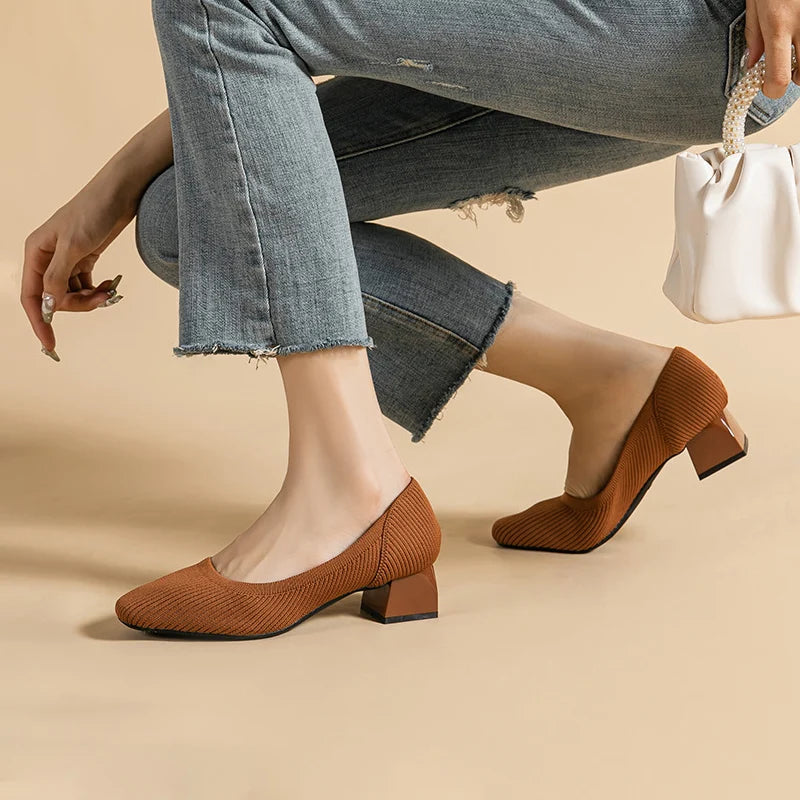 The Forte Marrakech Square Knit Pumps (heel 3.5 cm)