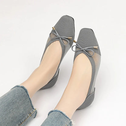 The Conforta Tokyo Square Knit Flats (heel 0 cm)