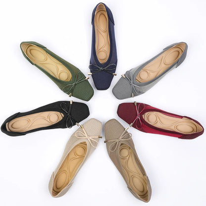 The Conforta Tokyo Square Knit Flats (heel 0 cm)