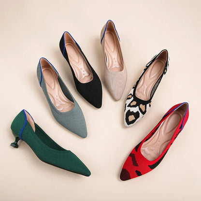 The Chicara Milan Pointed Knit Heels (heel 3 cm)