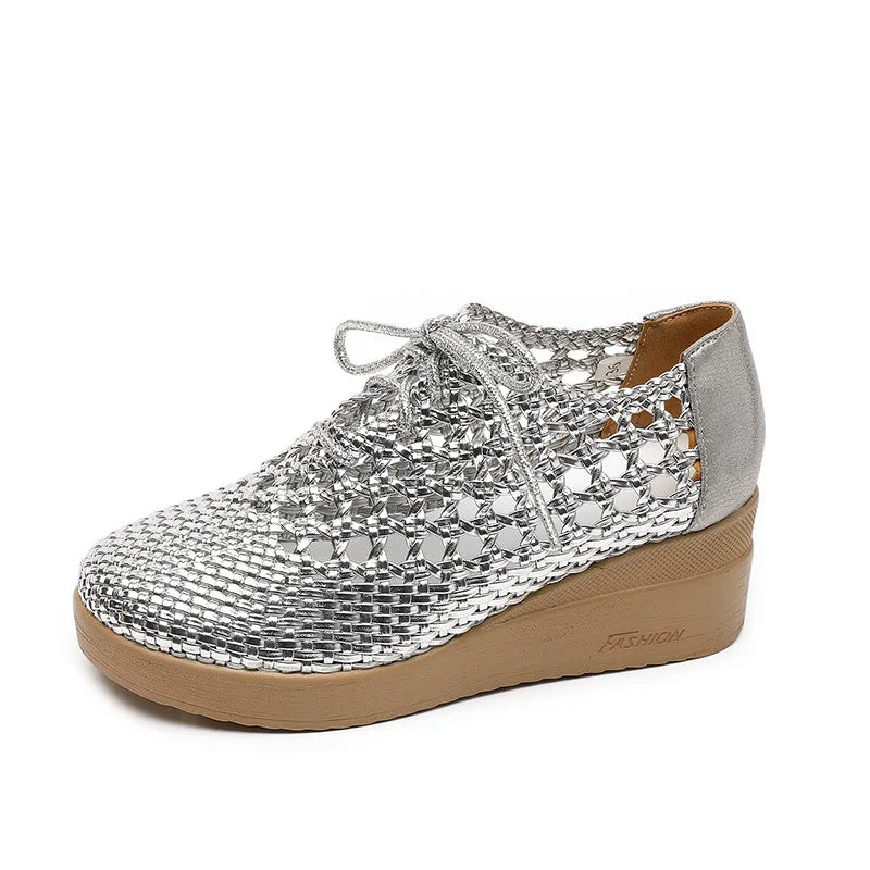 Cleopatra Platform Leather Summer Shoes – Breathable, Soft Sole, Elegant Design