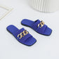 Women's flat slippers with fashionable iron chains comfortable anti slip rubber soles 2024 new model