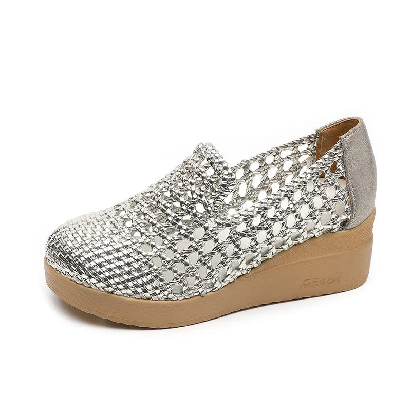 Cleopatra Platform Leather Summer Mocassim – Breathable, Soft Sole, Elegant Design