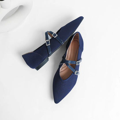 The Précieuse Vienna Pointed Knit Flats (heel 0 cm)