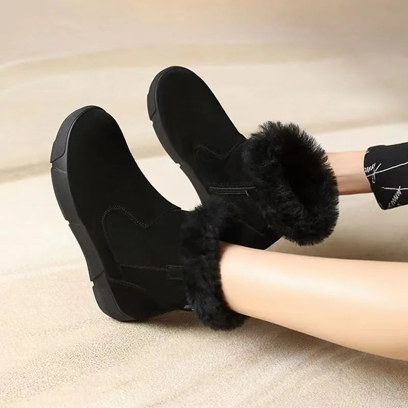 Julia Marie Women Cozy Warm PU Boots With Zipper Closure