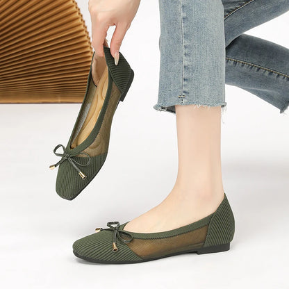 The Conforta Tokyo Square Knit Flats (heel 0 cm)