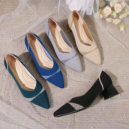 The Structure Linear Pointed Knit Pumps (heel 3.5 cm)