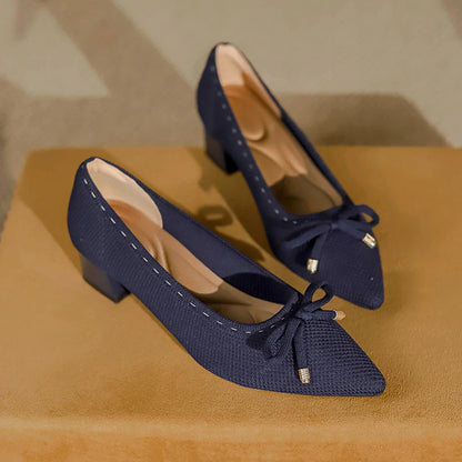 The Douceur Rome Knit Bow Heels (heel 3.5 cm)