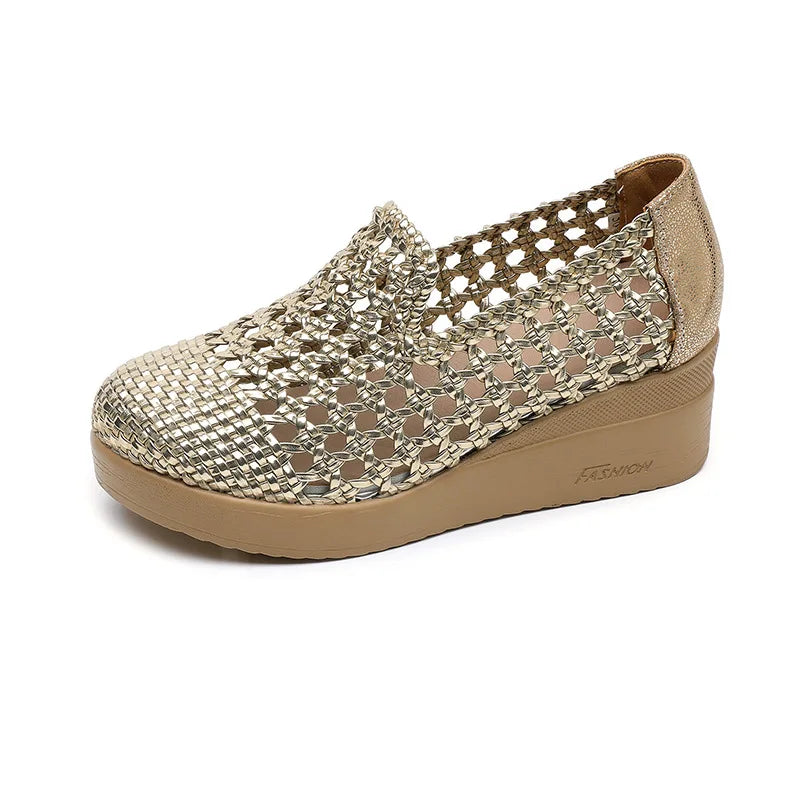 Cleopatra Platform Leather Summer Mocassim – Breathable, Soft Sole, Elegant Design
