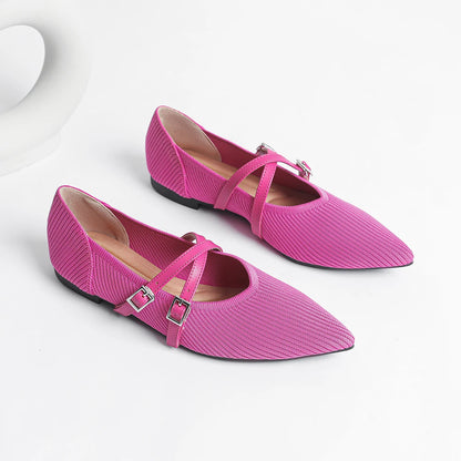 The Précieuse Vienna Pointed Knit Flats (heel 0 cm)