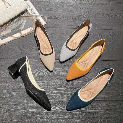 The Élégance Riviera Pointed Knit Pumps (heel 3.5 cm)