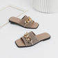 Women's flat slippers with fashionable iron chains comfortable anti slip rubber soles 2024 new model