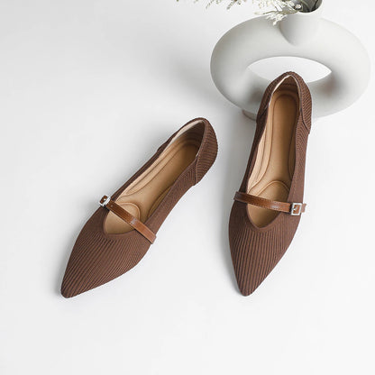 The Seoul Pointed Knit Mary Janes Flats
