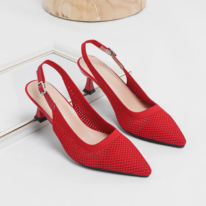 The Élancée Milan Pointed Knit Slingbacks (heel 6 cm)