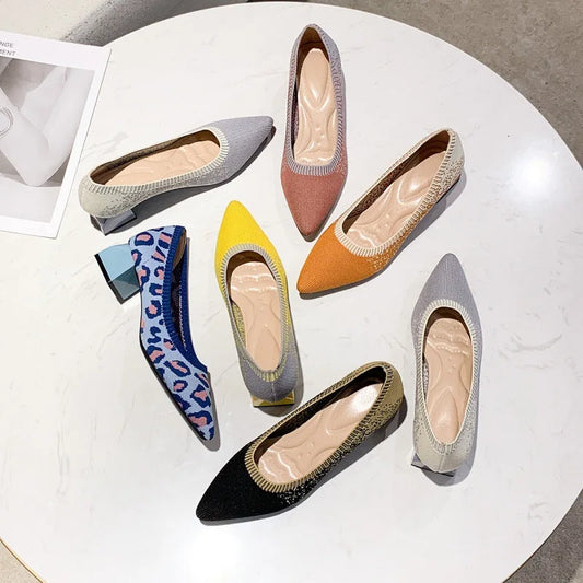 The Élégance Cannes Pointed Knit Pumps (heel 3.5 cm)