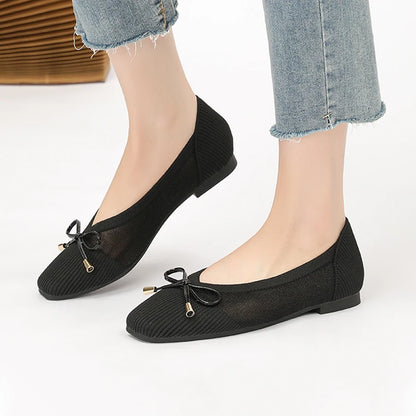 The Conforta Tokyo Square Knit Flats (heel 0 cm)