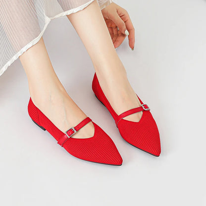 The Seoul Pointed Knit Mary Janes Flats